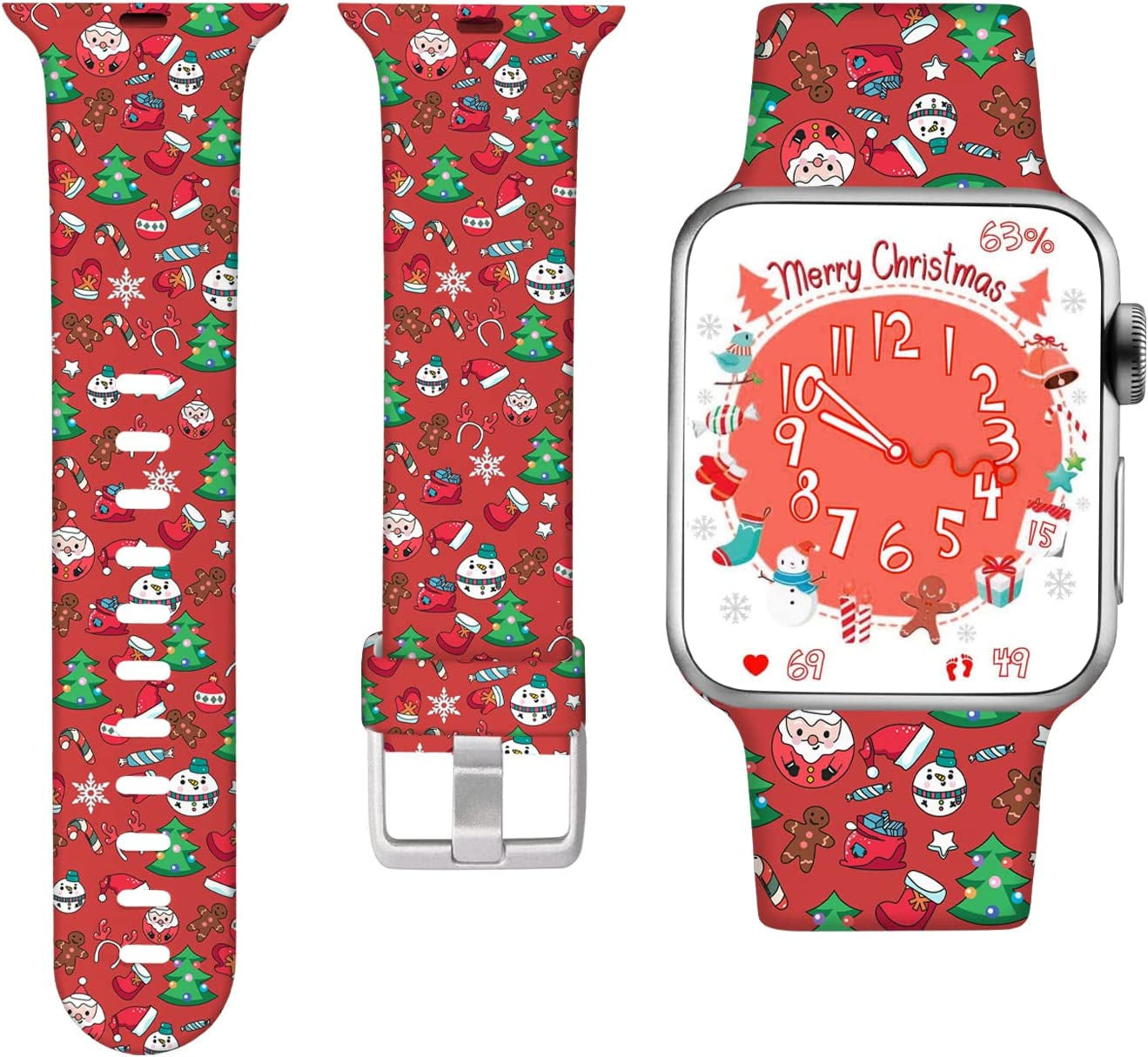 Laffav Compatible with Apple Watch Band 41Mm 40Mm 38Mm Iwatch SE & Ultra & Series 8/7/6/5/4/3/2/1 for Women Men, Sexy Leopard, S/M  Laffav Red Christmas 42/44/45/49MM S/M 