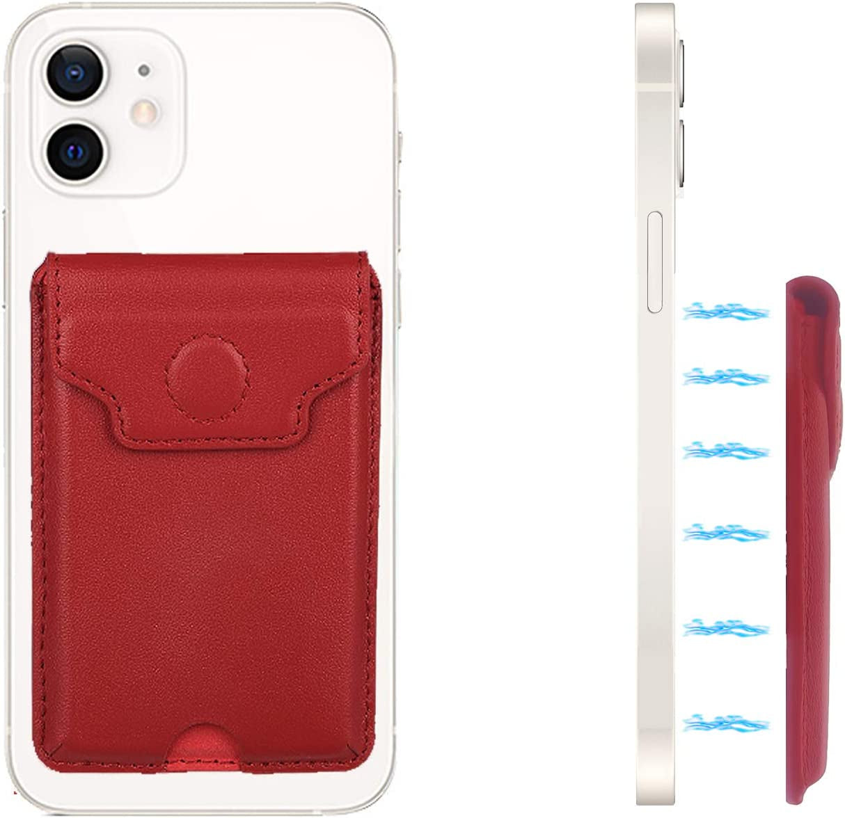 Luxury Magnetic Magsafe Wallet Card Holder Magsafe Wallet Iphone 12 13 Pro Max Stick on Magnetic Compatible with Iphone 12/13 Pro|Pro Max(Green)  QinLo Red  