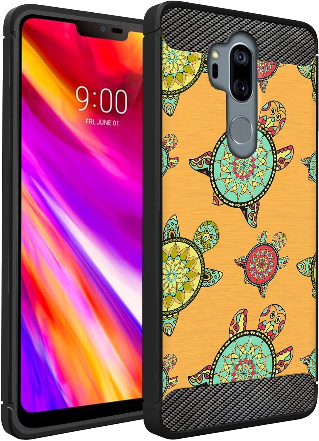 Casesondeck Case Compatible with [LG G7 Thinq | LG G7] LG G7 Design Case, Slim Black Flexible Sleek Shock Protection TPU Case (Pink Galaxy Stars)  CasesonDeck Tribal Turtle  