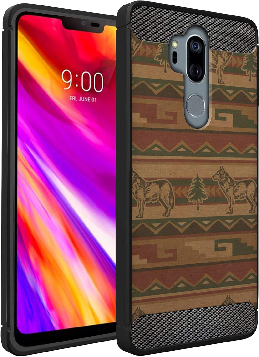 Casesondeck Case Compatible with [LG G7 Thinq | LG G7] LG G7 Design Case, Slim Black Flexible Sleek Shock Protection TPU Case (Pink Galaxy Stars)  CasesonDeck Wolf Chevron  