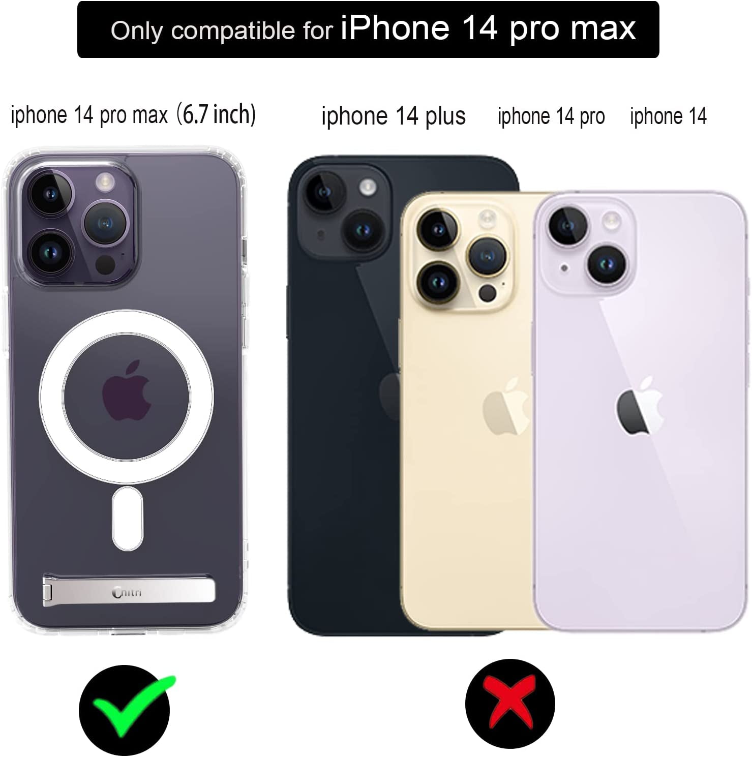 Chitri Compatible for Iphone 14 Pro Max Case Clear,[Compatible with Magsafe Wallet] [Three-Way Stand Magnetic Case] Compatible with Magsafe Charger Hard PC Back Slim Shockproof Protective Case  chitri   