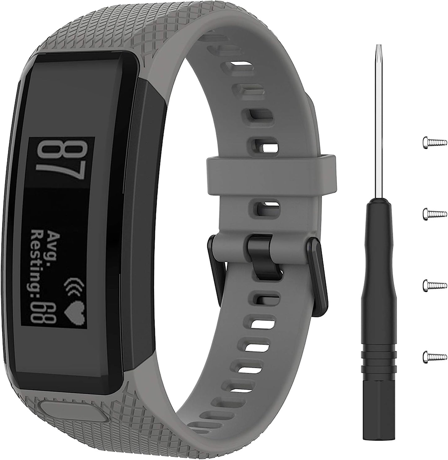 Compatible with Garmin Vivosmart HR Watch Bands Women Men, Replacement Silicone Band Straps Bracelet Wristbands Accessories Fit for Garmin Vivosmart HR, NOT for Vivosmart HR+ (Pink Gray Green)  XHNee   