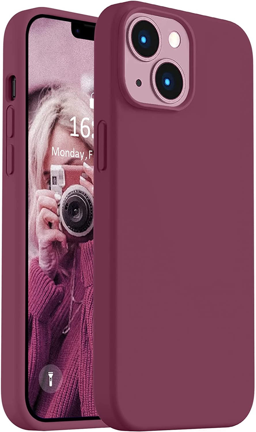 Vooii Compatible with Iphone 14 Case,[Silky Touch Premium Liquid Silicone] [Soft Anti-Scratch Microfiber Lining], Ultra Slim Shockproof Protective Case for Iphone 14 - Matcha  Vooii WineRed  