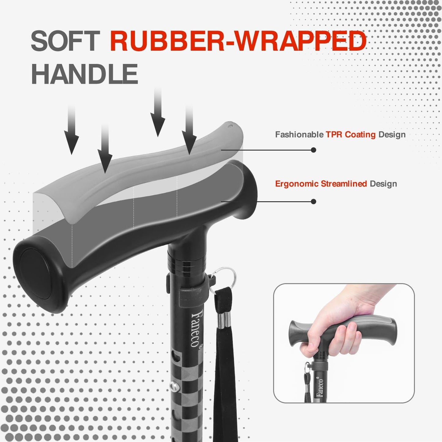 FANECO Walking Cane for Elderly, Folding Walking Stick for Seniors, Pivoting Quad Base, Lightweight Adjustable Walking Stick for Men/Women  NINGBOSHI GUOSHENG XINXI KEJI YOUXIANGONGSI   