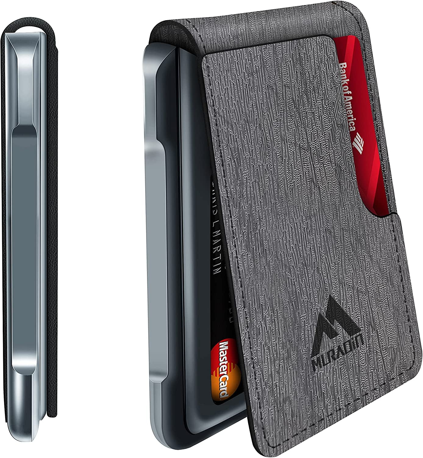 MURADIN Mens Wallet Tactical Bifold Wallets for Men Metal RFID Blocking Aluminum Money Cards Holder Gifts for Men  MURADIN Tree Pattern-Grey  