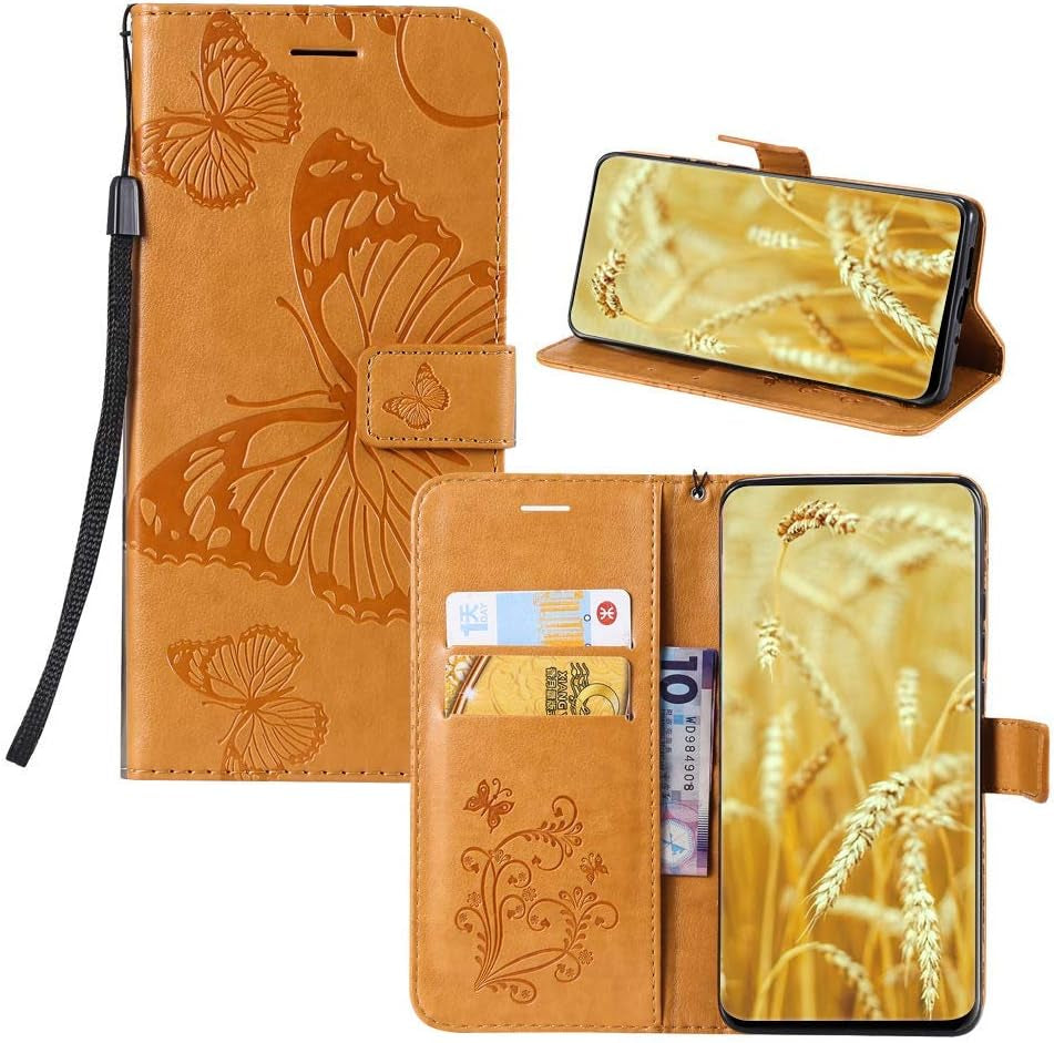 IVY V30 Butterfly Wallet Case for LG V30 - Blue  IVY Yellow  
