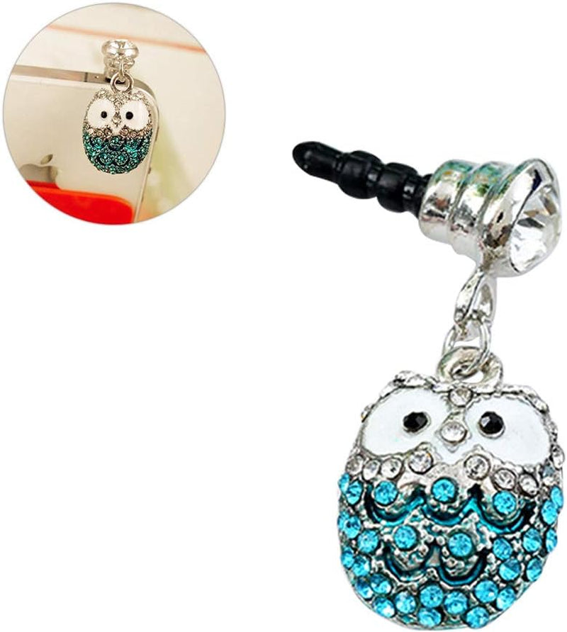 Hemobllo Diamonds Dust Plug Owl Earphone Jack anti Mobile Phone Accessories (Blue)  Hemobllo   