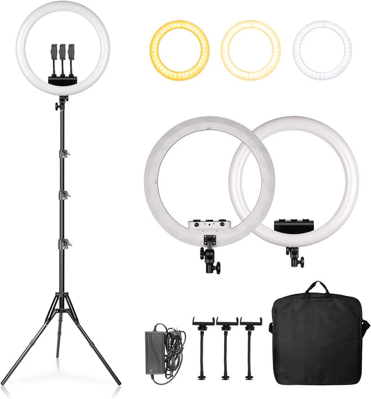 18 Inch Ring Light, Adjustable 2700-6500K Color Temperature LED Ring Light with Stand and Carrying Bag for Selfie, Makeup, Tiktok, Youtube, Live Broadcast, Vlog  SH   
