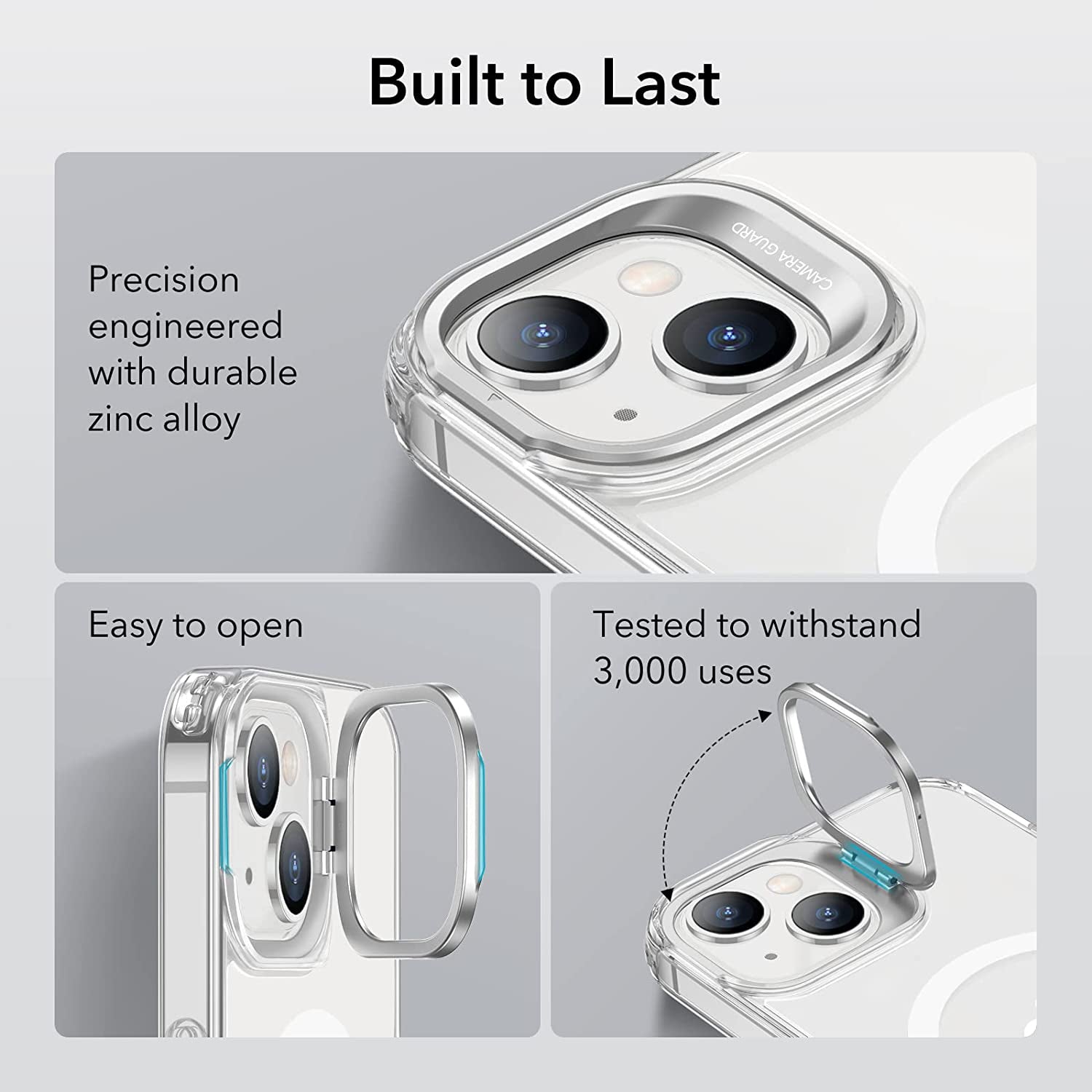 ESR Classic Kickstand Case with Halolock Compatible with Iphone 14/Iphone 13, Magsafe-Compatible Case with Stand, Military-Grade Protection, Built-In Camera Ring Stand, Scratch-Resistant Back, Clear  Electronic Silk Road Corp   