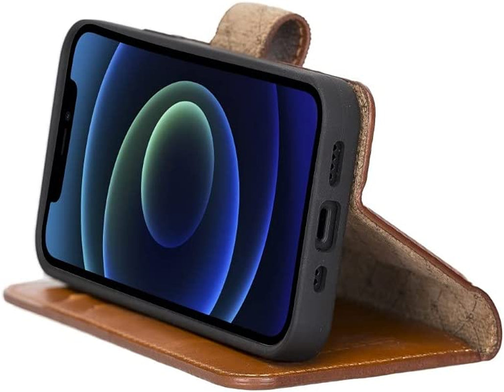 BOULETTA Leather Wallet Case for Iphone 13 Mini (5.4'') - Magsafe Flip Folio Cases Magnetic Detachable RFID Phone Cover with 3 Card Slots  Bouletta   