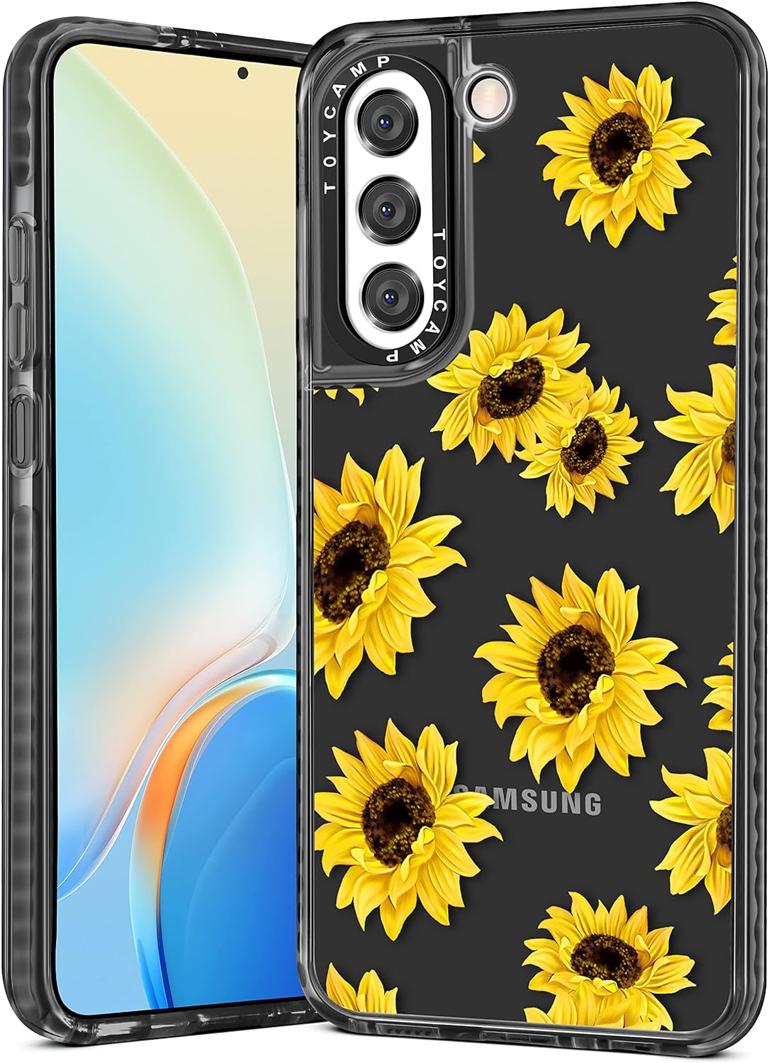Toycamp for Samsung Galaxy S21 plus Case, Cute Funny Sun Moon Star Design for Women Girls Boys Teens for Galaxy S21 plus Cases, Cute Cartoon Sun Moon Star Print Cover for S21 plus Case 5G, 6.7''  Toycamp Black Sunflower  