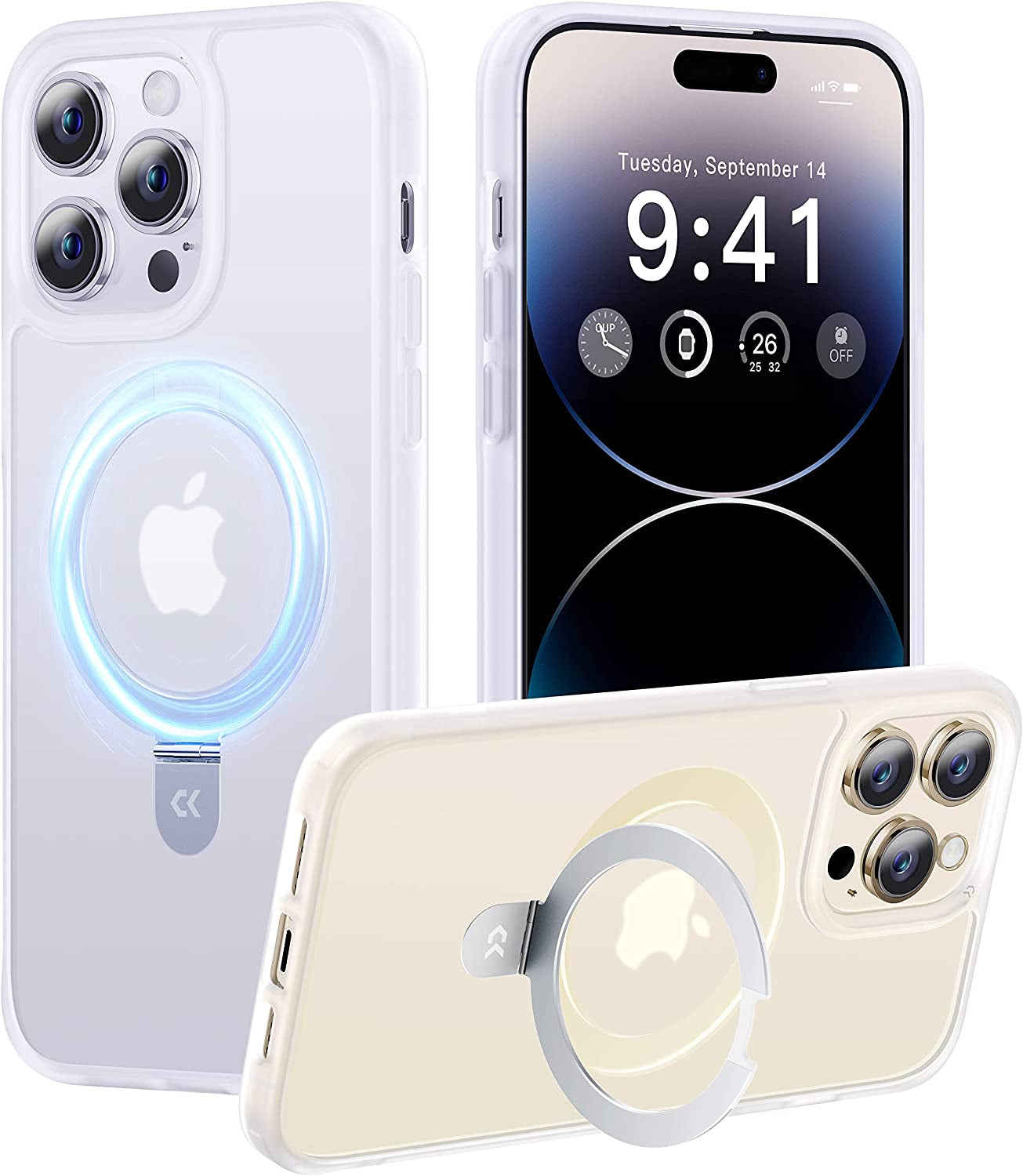 CASEKOO Iphone 14 Pro Magnetic Case with Stand - Beige, Magsafe & Military Drop Protection, Slim & Shockproof, 6.1 Inch  CASEKOO Translucent Iphone 14 Pro 6.1 Inch 