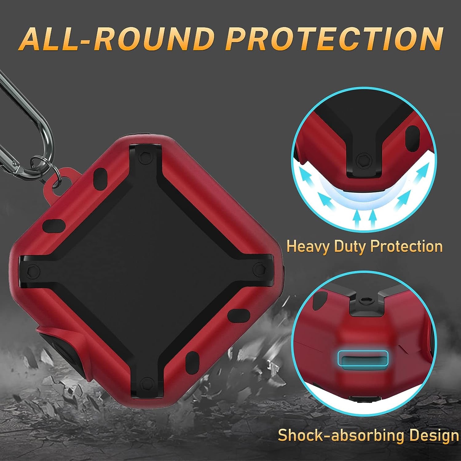 AIBEAMER Beats Fit Pro Case Cover [Secure Lock], Protector Compatible with Beats Fit Pro 2021 with Switch Lock/Keychain/Silicone Anti-Drop Bracelet (Red)  AIBEAMER   