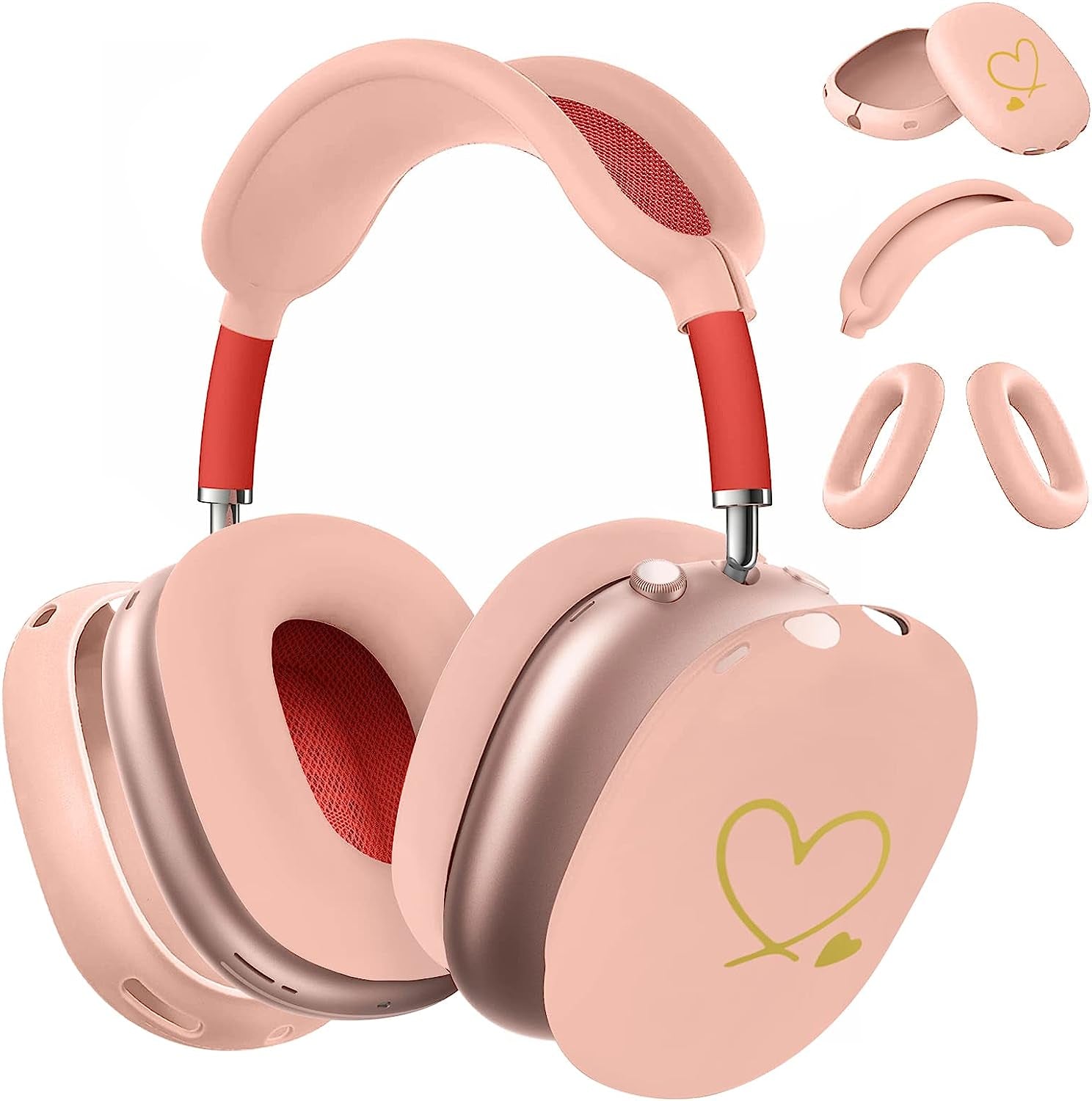 Aiaabq for Airpods Max Case Cover,Anti-Scratch Ear Pad Case Cover/Ear Cups Cover/Headband Cover for Airpods Max, Accessories Soft Silicone Skin Protector for Apple Airpods Max  Aiaabq Pink love  