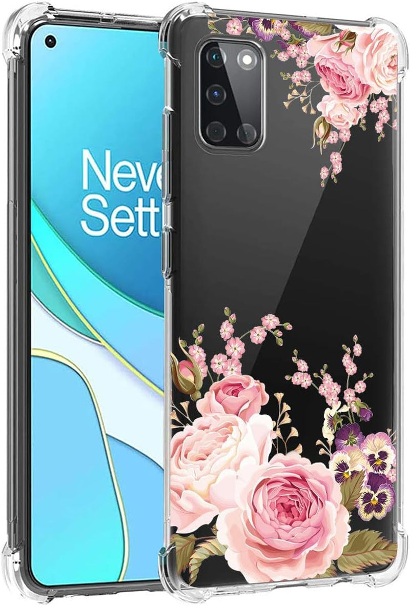 Ueokeird Phone Case for Oneplus 8T 5G (2020), Oneplus 8T Case Girls Women, Slim Shockproof Clear Floral Pattern Soft Flexible TPU Protective Cover for Oneplus 8T (Rose Flower)  Ueokeird   