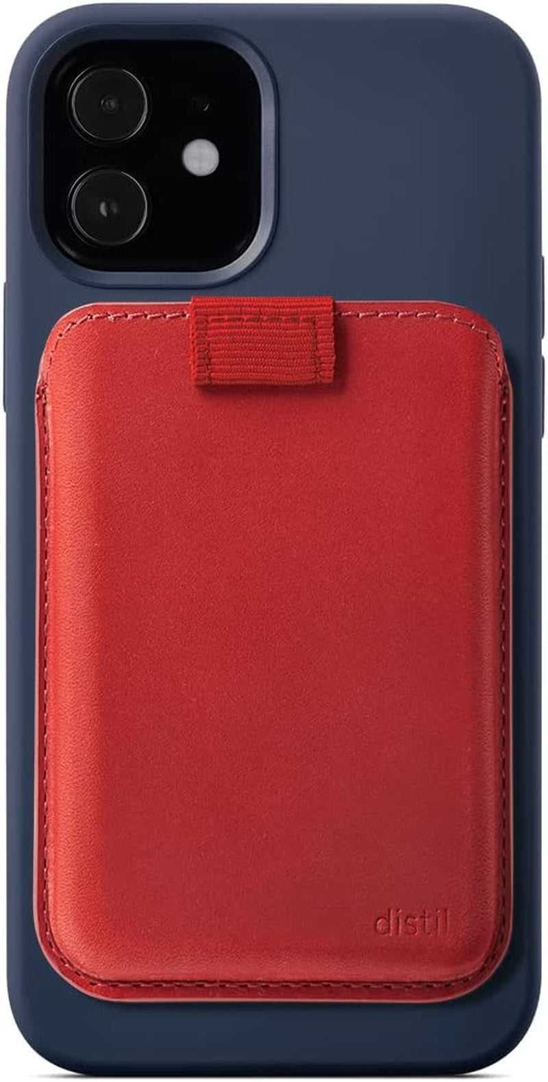 Distil Union Wally Junior | Apple Magsafe-Compatible Wallet, Leather Card Holder for Iphone, with Quick Access Pull-Tab  Distil Union Mars Red  