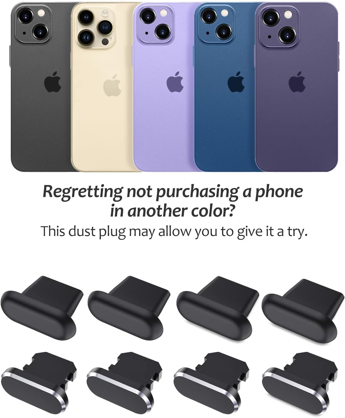 8 Pack anti Dust Plugs for Iphone 14 Pro Max Mini 13 12 11 X Xs 8 plus Ipad Airpods + Mini Storage Box Iphone Charging Port Plugs, Black  AUZOSL   