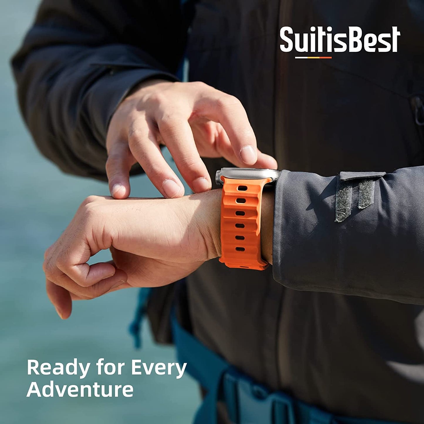 Sport Bands Compatible with Apple Watch Ultra Band 49Mm 45Mm 44Mm 42Mm for Men, Soft Silicone Wristbands Waterproof Replacement Strap for Iwatch Series 8 7 6 5 SE Ultra, 2 Packs  Suitisbest   