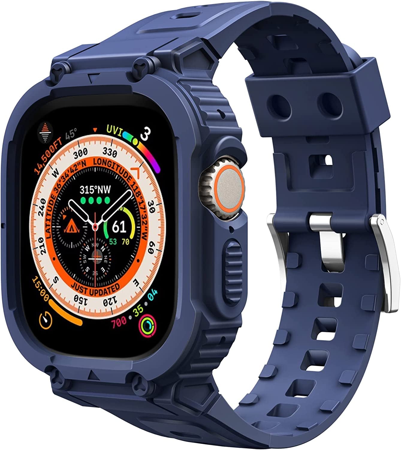 Fintie Compatible with Apple Watch Ultra 49Mm (2022 Release) Band with Bumper Case, Rugged Men Sport Bands with Protective Cover Compatible with Iwatch Ultra 49Mm Accessories  FINTIE Navy Blue 49mm 