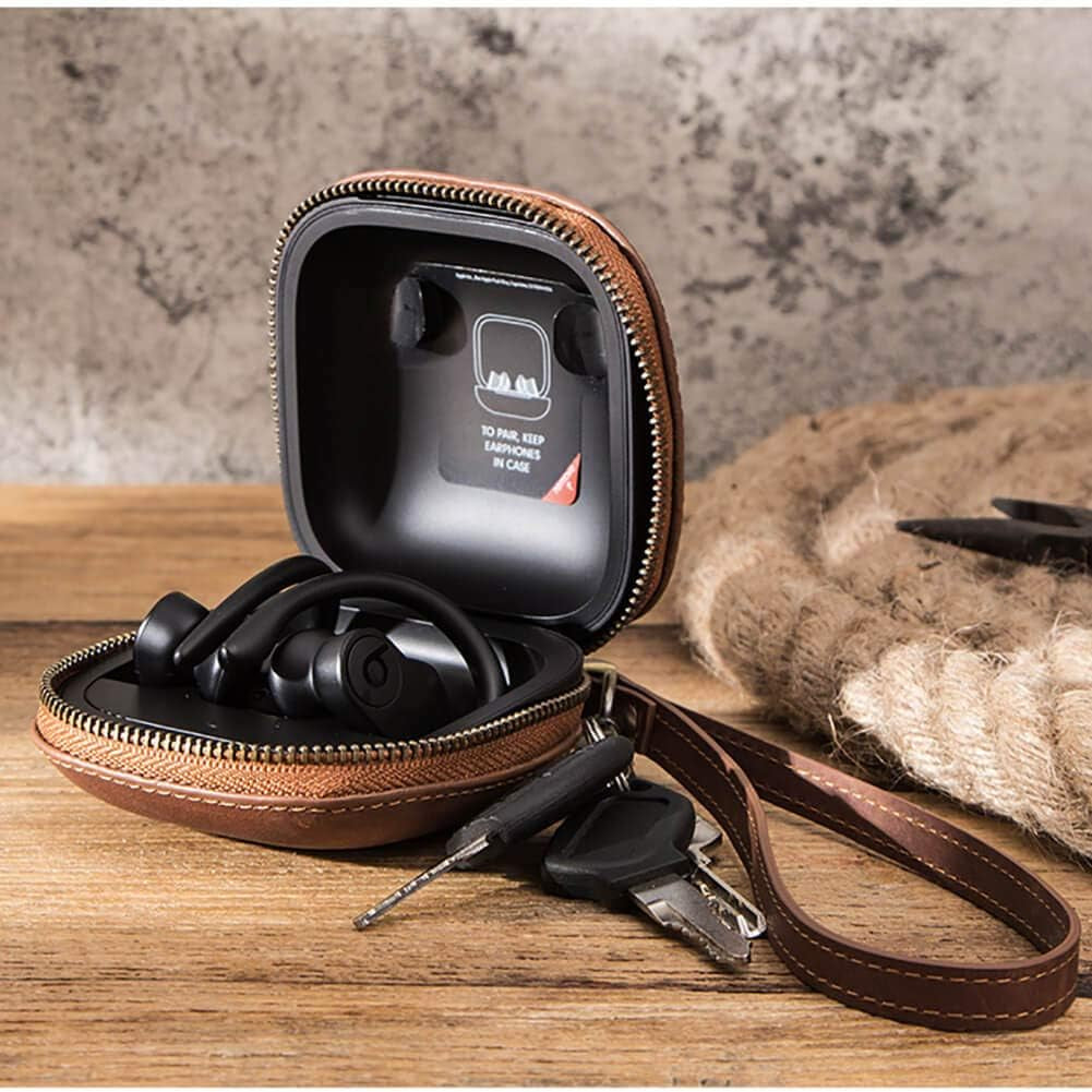 Hiram Powerbeats Pro Leather Case,Crazy Horse Leather Powerbeats Pro Case for Men and Women, Men'S Leather Travel Case for Powerbeats Pro(Brown)…  Hiram   