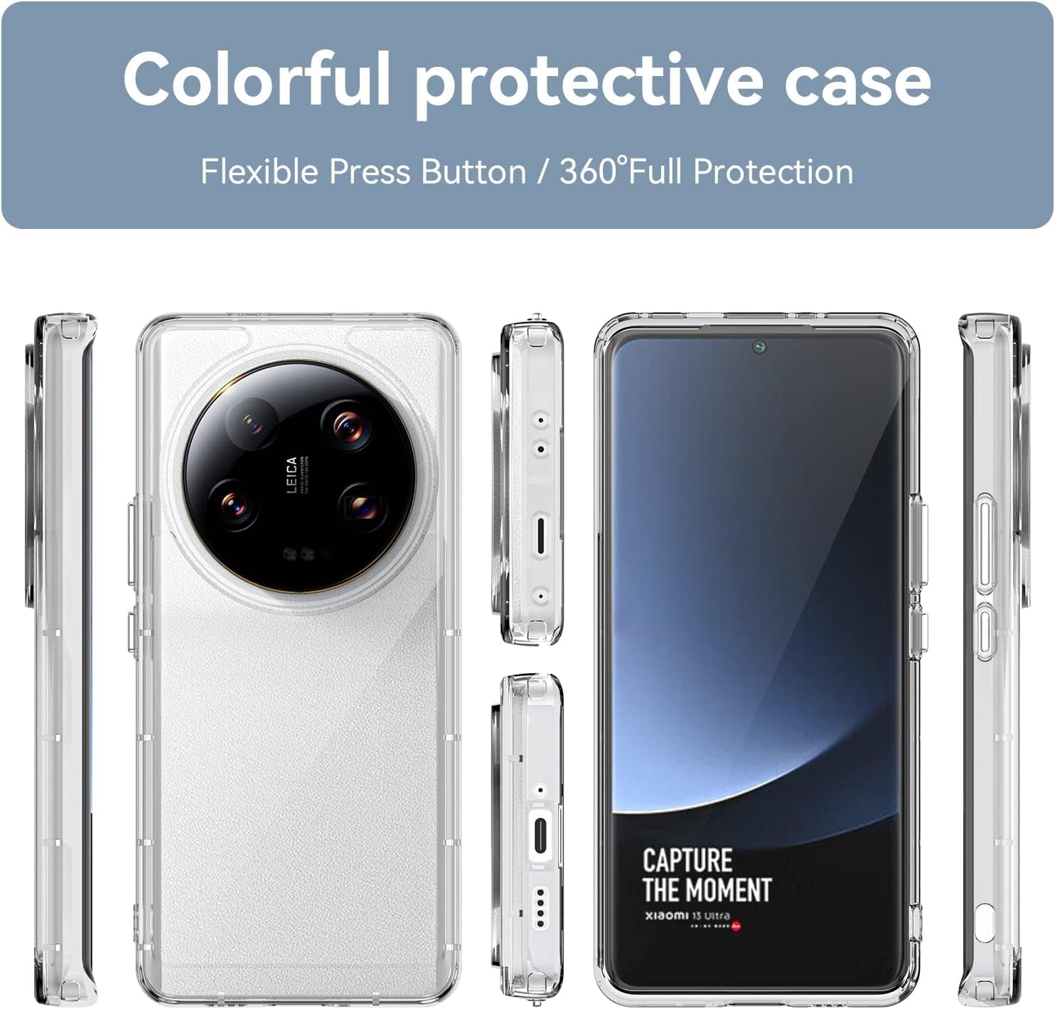 DFTCVBN Phone Case for Xiaomi 13 Ultra Case, Mi 13 Ultra 2304FPN6DC Case with HD Screen Protector, Soft Bumper with Clear Crystal PC Hard Back Shockproof Cover Cases for Xiaomi Mi 13 Ultra 5G Clear  DFTCVBN   
