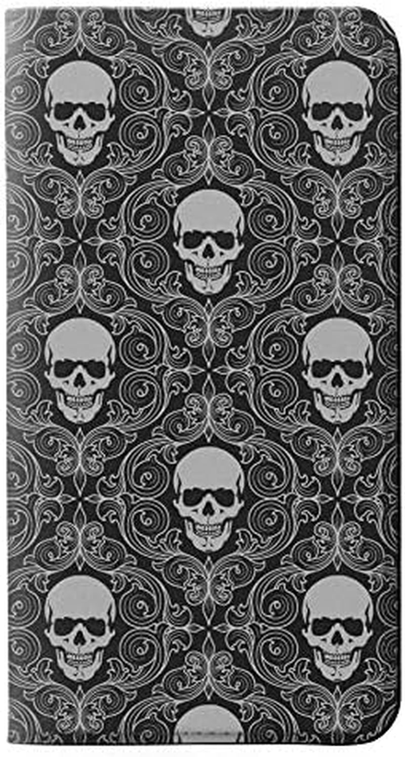 RW2371 Skull Vintage Monochrome Pattern PU Leather Flip Case Cover for LG V30, LG V30 Plus, LG V30S Thinq, LG V35, LG V35 Thinq  jjphonecase   