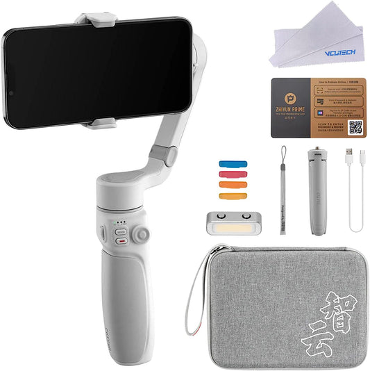 Zhiyun Smooth Q4 Combo 3-Axis Handheld Gimbal Stabilizer with Carry Bag, Built-In Extension Rod, for Smartphone Portable and Foldable Vlogging Stick, Compatible with Iphone 14 13 Pro Max Android  ZHIYUN   