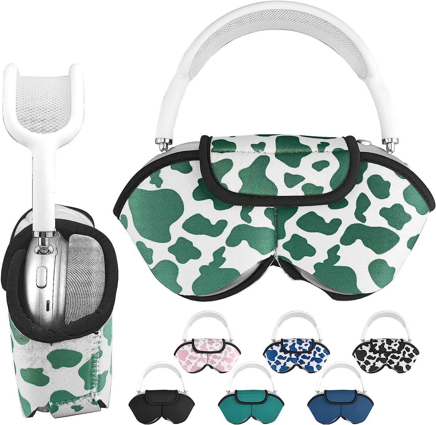 Aiaabq for Airpods Max Case Cover for Dust and Scratch Headphones Protective Case,Soft Shell with Built-In Pockets to Store Accessories. Compatible with Apple Airpods Max Case  Aiaabq Green Cow  