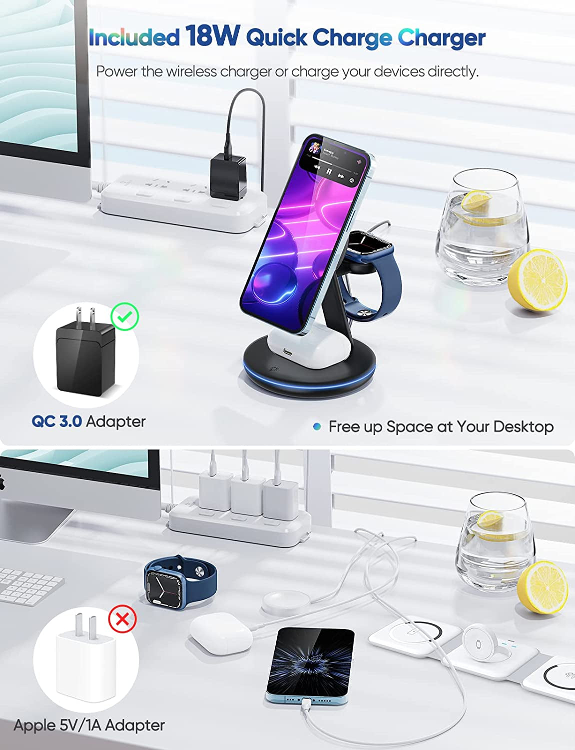 Magnetic Wireless Charging Station for Apple Series, 3-In-1 Standard 15W Fast Mag-Safe Charger Stand with QC3.0 Adapter, for Iphone 14,13,12 Pro Max/Pro/Mini/Plus, Iwatch Ultra/8/7/6/5/4/3/2, Airpods…  Pilita DongGuanShi WeizhiChuang Technology Co, Ltd   