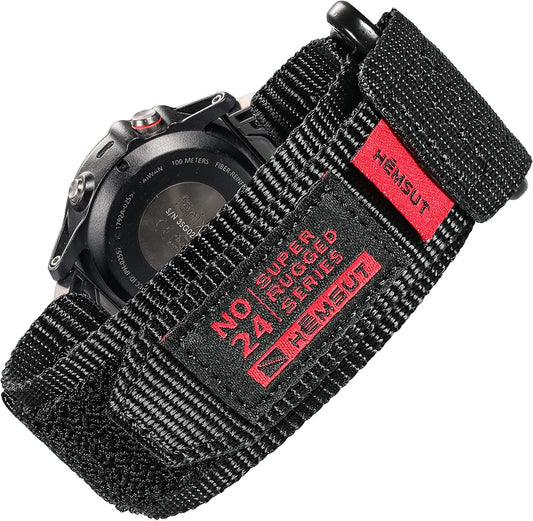 Compatible with Garmin Watch Band, Super Rugged Extral Long Nylon Sports Strap with Woven Loop Design for Fēnix/Forerunner/Vivoactive/Approach/Marq/Quatix/D2 Series, Tough Replacement Band for Men Women  SMITHA   