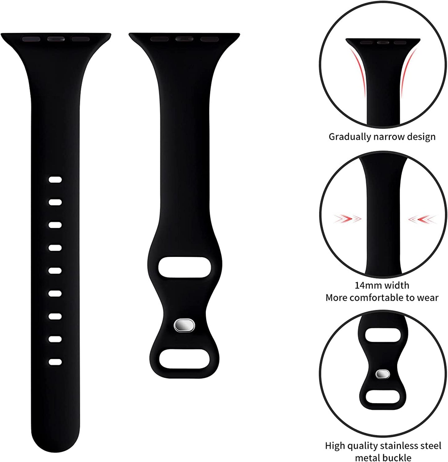 Acrbiutu Bands Compatible with Apple Watch 38Mm 40Mm 41Mm 42Mm 44Mm 45Mm 49Mm, Slim Thin Narrow Replacement Silicone Sport Strap Wristbands for Iwatch Series Ultra 8/7/6/5/4/3/2/1 SE Women Men  Acrbiutu   