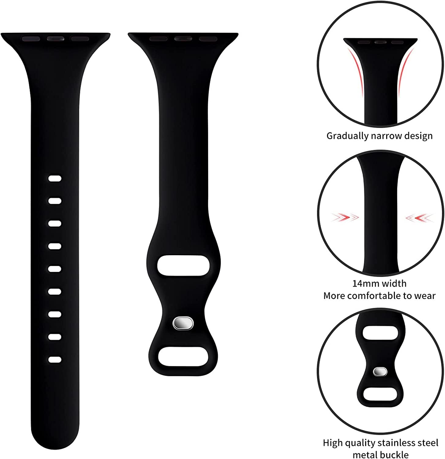 Acrbiutu Bands Compatible with Apple Watch 38Mm 40Mm 41Mm 42Mm 44Mm 45Mm 49Mm, Slim Thin Narrow Replacement Silicone Sport Strap Wristbands for Iwatch Series Ultra 8/7/6/5/4/3/2/1 SE Women Men  Acrbiutu   