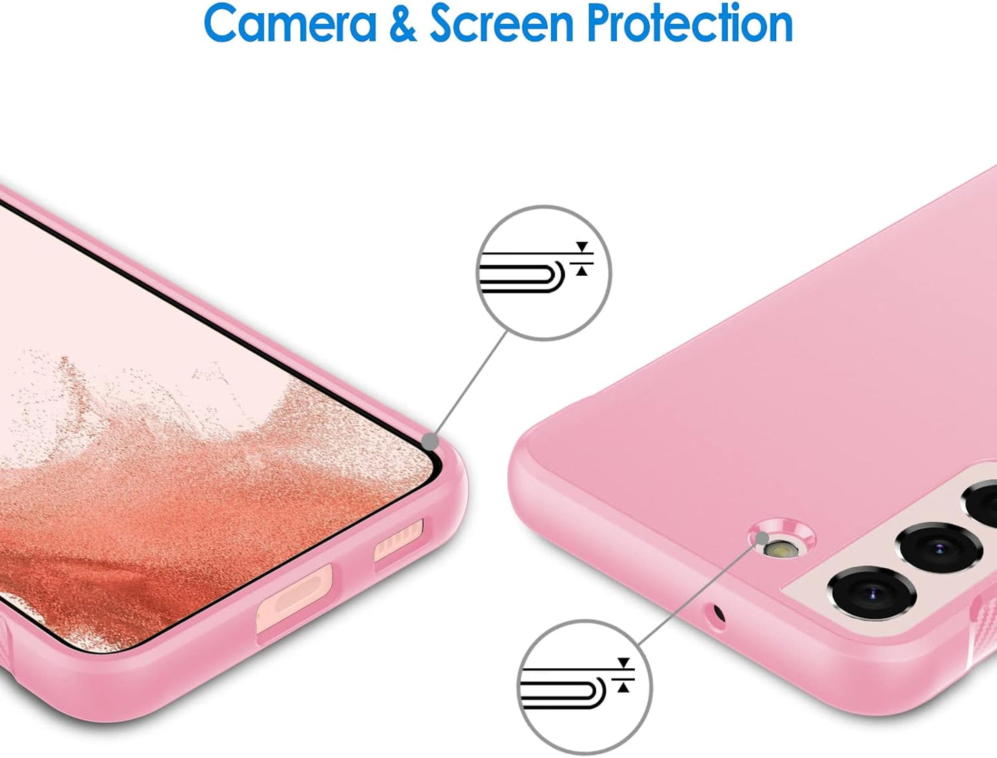 Jetech Slim Fit Case for Samsung Galaxy S22 5G 6.1-Inch, Thin Phone Cover with Shock-Absorption and Carbon Fiber Design (Pink)  JETech   