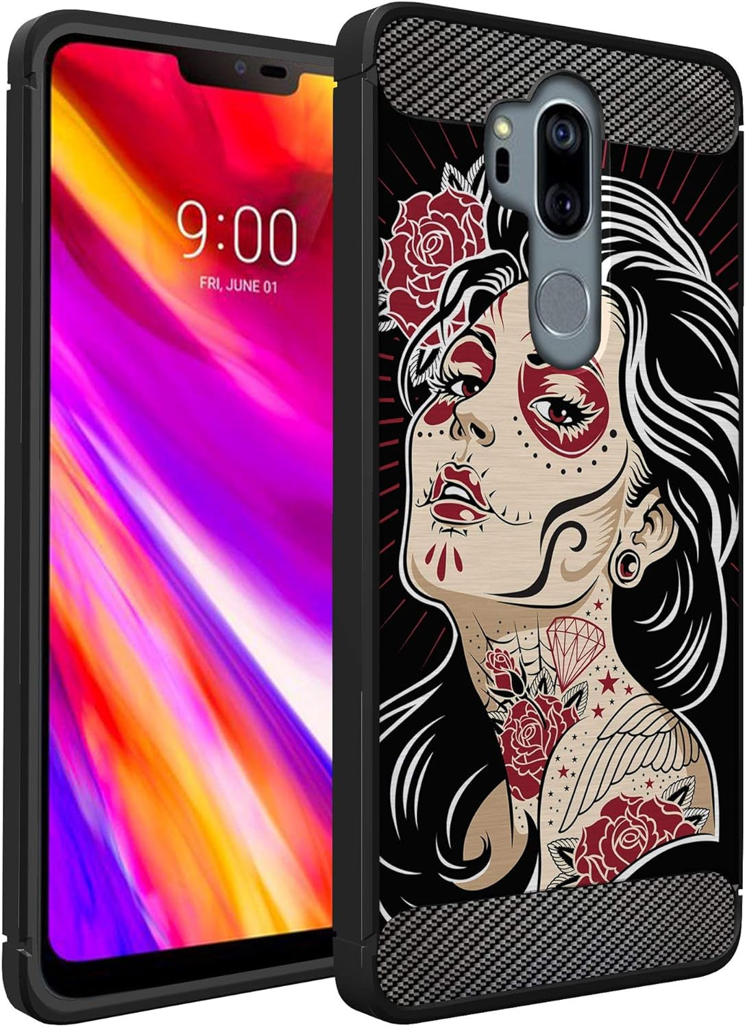 Casesondeck Case Compatible with [LG G7 / LG G7 Thinq] Pictorial Patterned TPU Design Case Flexible Slim and Elegant (Cobra Tiger)  CasesonDeck Skull Woman  