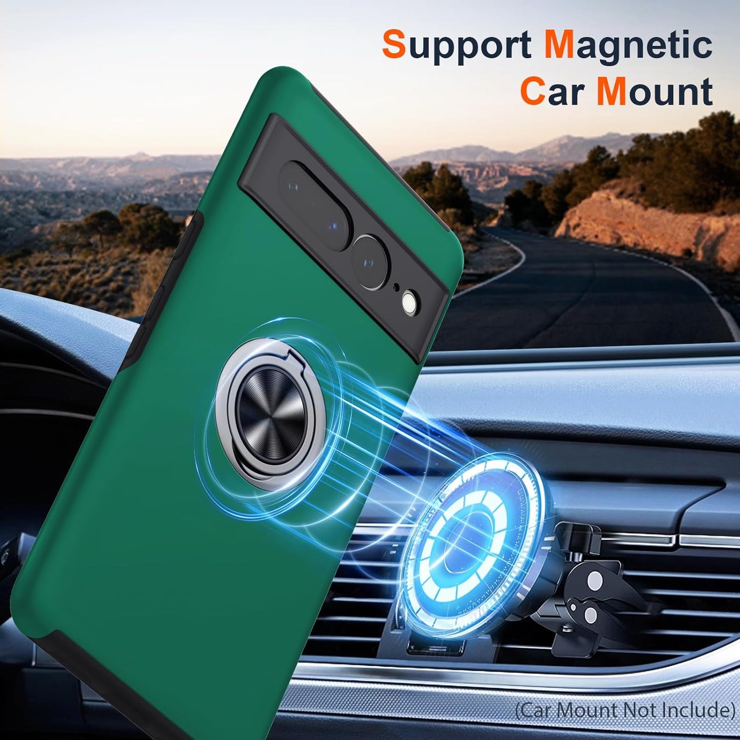 JAME for Google Pixel 7 Pro Case, Slim Fit Case for Pixel 7 Pro with Invisible Ring Kickstand, [Military Grade Drop Tested] Dual Layer Shockproof Protective Phone Case for Pixel 7 Pro 6.7", Green  JAME   