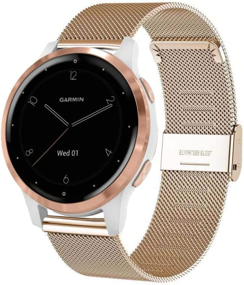 Vicrior Band Compatible with Garmin Vivoactive 4S / Venu 2S/ Vivomove 3S, 18Mm Mesh Woven Stainless Steel Wrist Bracelet Bands Strap for Fossil Gen Women'S 5E / Gen 6 / Q Venture Gen 4 HR, Rose Gold  ViCRiOR   
