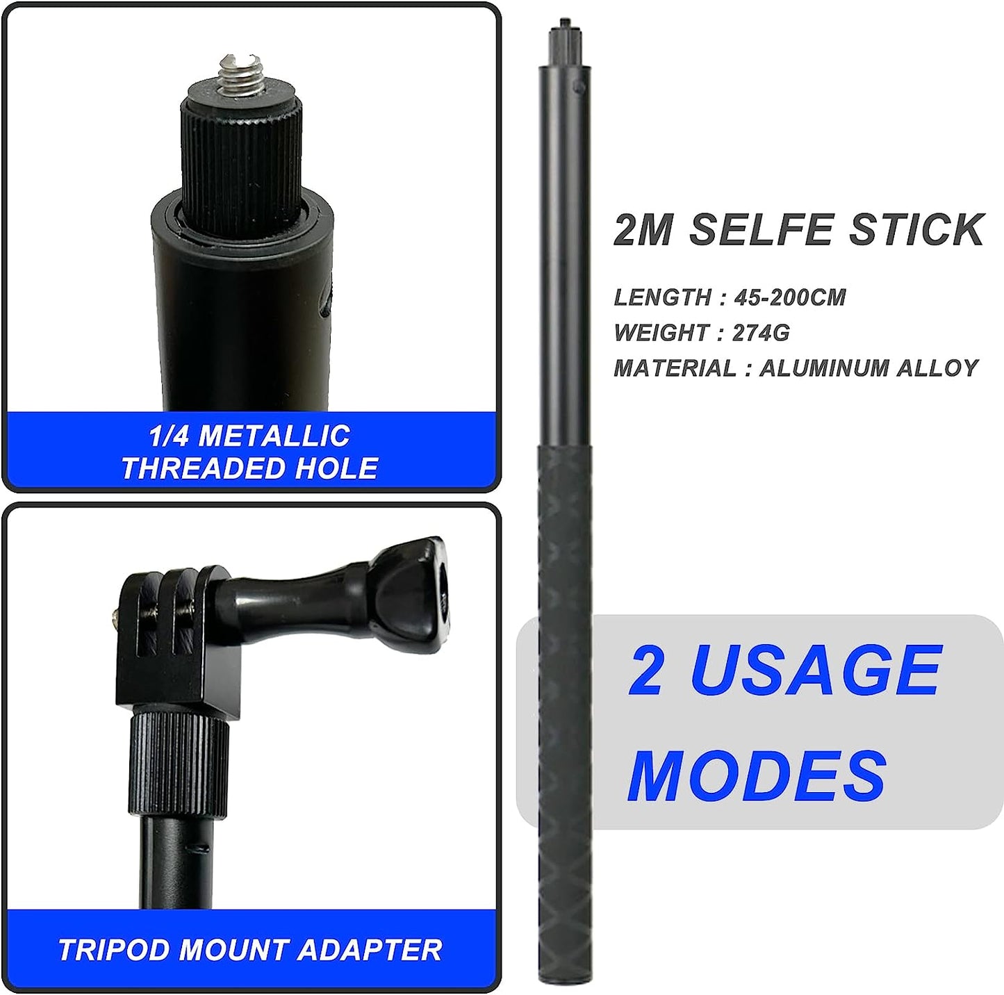 SRUIM 200Cm(78Inch) Invisible Selfie Stick Compatibility for Insta360 ONE X3 X2 RS R GO 2  SRUIM   