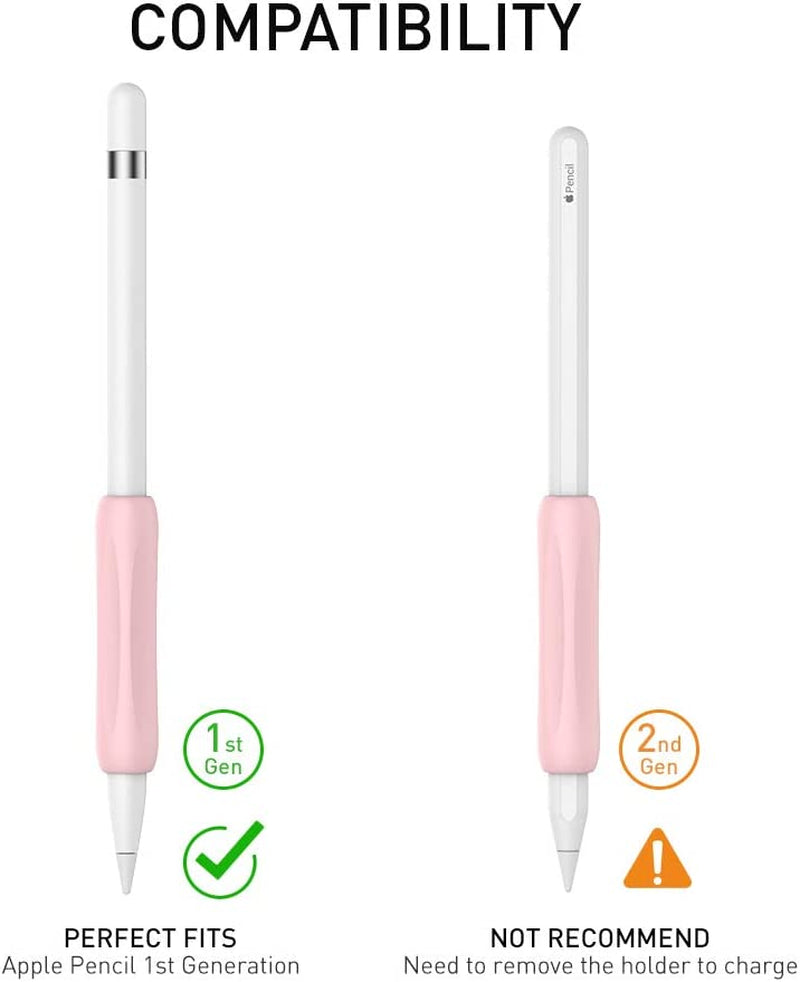 Delidigi 2 Pack Ipencil Grip Ergonomic Sleeve with Anti-Lost Replacement Cap plus Tips Cover Accessories Set Compatible with Apple Pencil 1St Generation (White, Pink)  Delidigi   