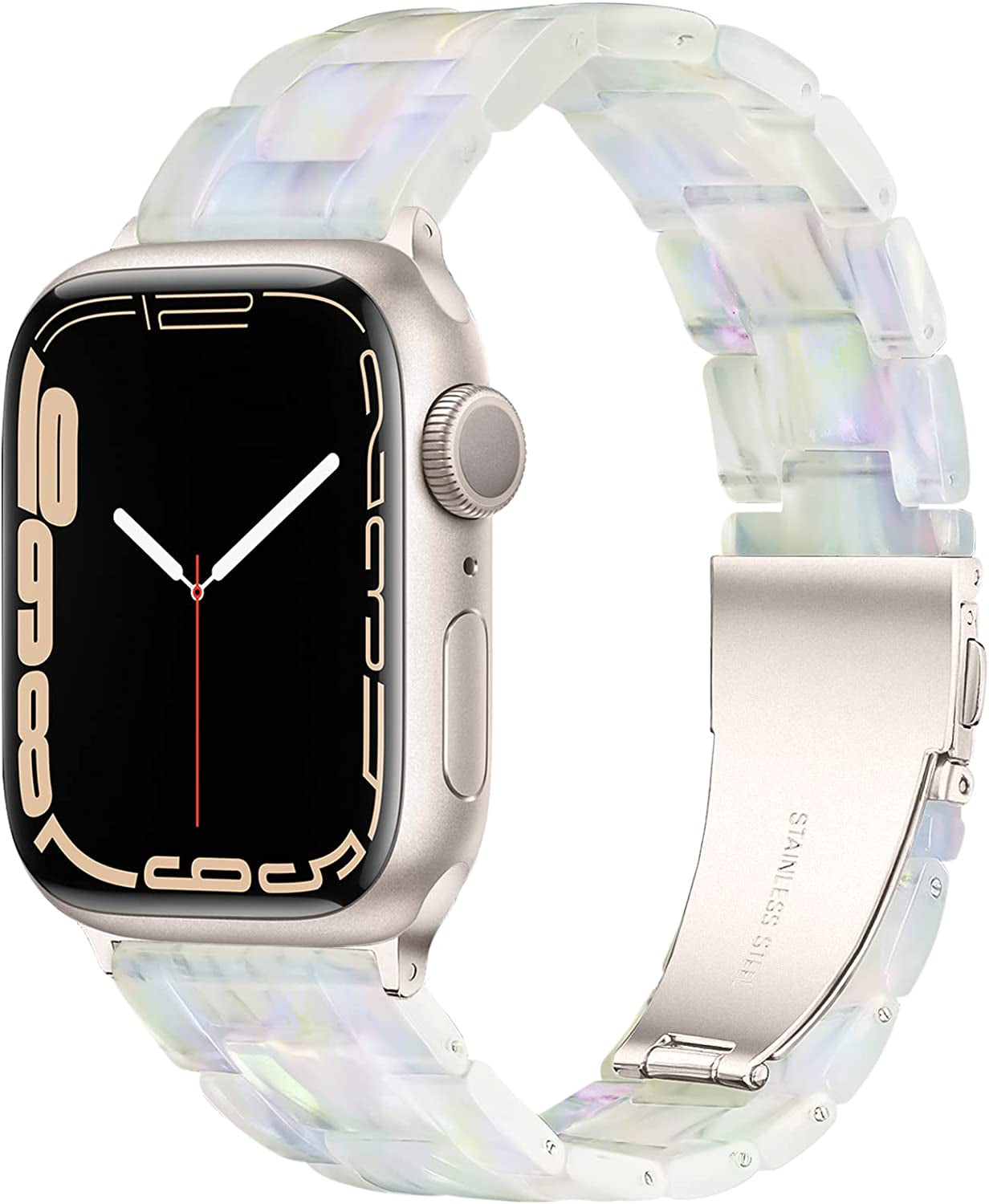 YGTIECS Starlight Apple Watch Band 41Mm 40Mm 38Mm, Super Lightweight, Comfortable, Compatible with Apple Watch Series 8 & 7, Fashionable for Apple Watch Series 8 7 SE 6 5 4 3 2 1-Black Tortoise Flower  YGTIECS Pearl Phantom 49mm/45mm/44mm/42mm 