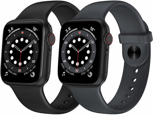 OUHENG 2 Pack Sport Band Compatible with Apple Watch Band 49Mm 45Mm 44Mm 42Mm, Soft Silicone Band Strap for Iwatch Ultra Series 8/7/6/5/4/3/2/1/SE2/SE (Black/Dark Gray, 49Mm 45Mm 44Mm 42Mm)  OUHENG   