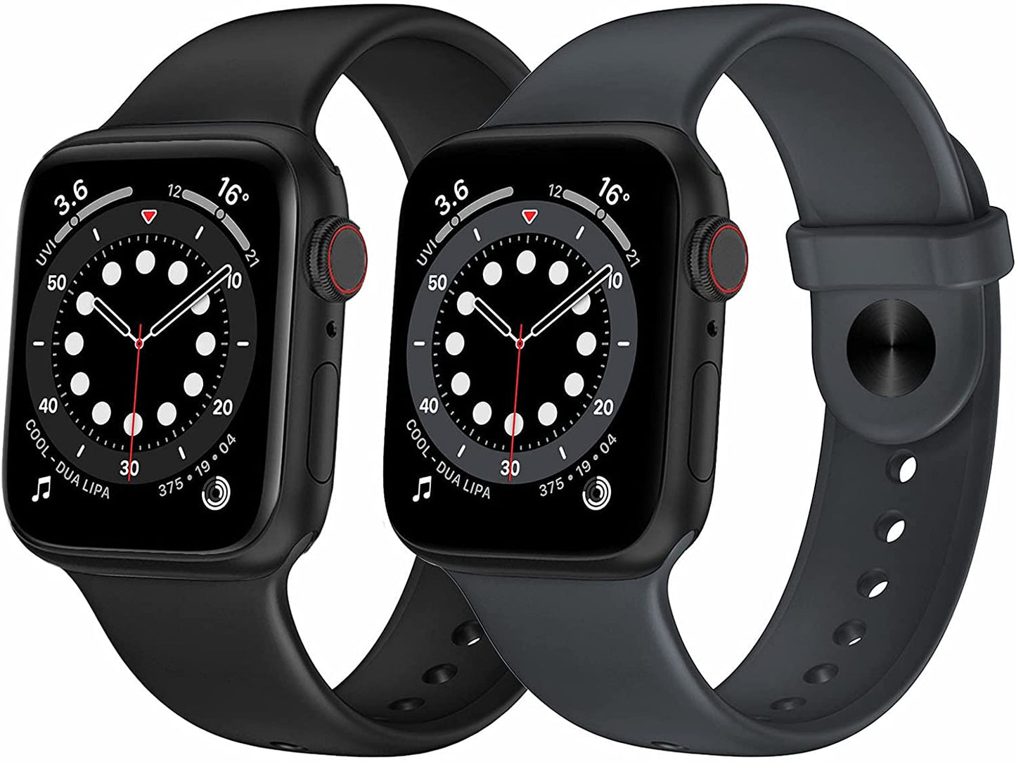 OUHENG 2 Pack Sport Band Compatible with Apple Watch Band 41Mm 40Mm 38Mm, Soft Silicone Band Strap for Iwatch Series 8/7/6/5/4/3/2/1/SE2/SE (Black/White, 41Mm 40Mm 38Mm)  OUHENG Black/Dark Gray 41mm/40mm/38mm 