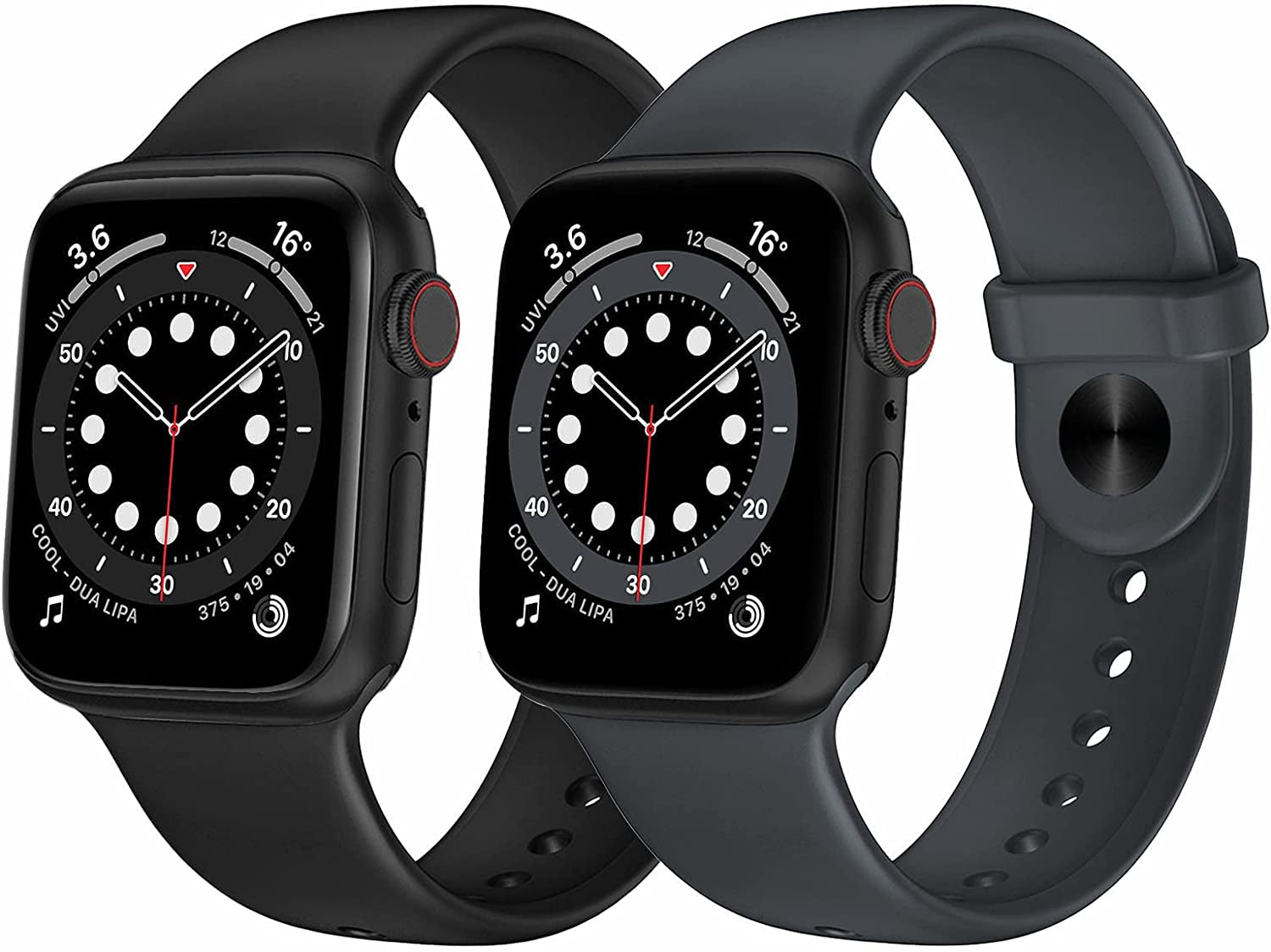 OUHENG 2 Pack Sport Band Compatible with Apple Watch Band 41Mm 40Mm 38Mm, Soft Silicone Band Strap for Iwatch Series 8/7/6/5/4/3/2/1/SE2/SE (Black/White, 41Mm 40Mm 38Mm)  OUHENG Black/Dark Gray 41mm/40mm/38mm 