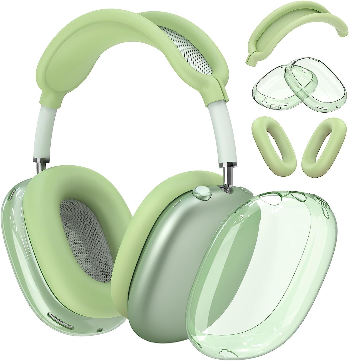 【3 in 1】 Case Cover for Airpods Max Headphones, Anti-Scratch Sweat-Proof Ear Pad Covers/Ear Cups Cover/Headband Cover Protectorfor Apple Airpods Max - Black.  Galafoki Green  