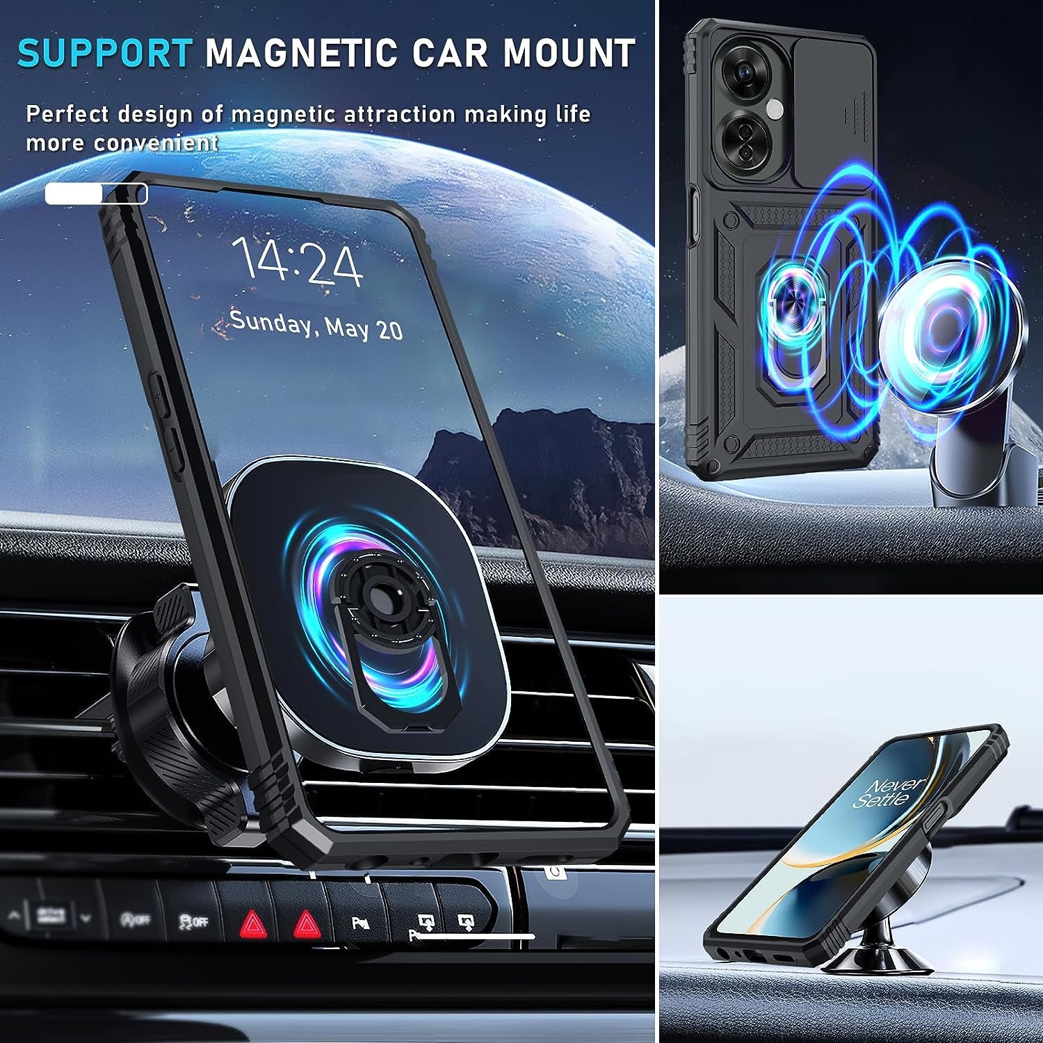 Janmitta Oneplus Nord N30 5G Case Built in Slide Camera Lens Cover+Screen Protector+Finger Ring Holder Kickstand,Heavy Duty Shockproof Full Body Protective Phone Cover,2023 Black  Janmitta   