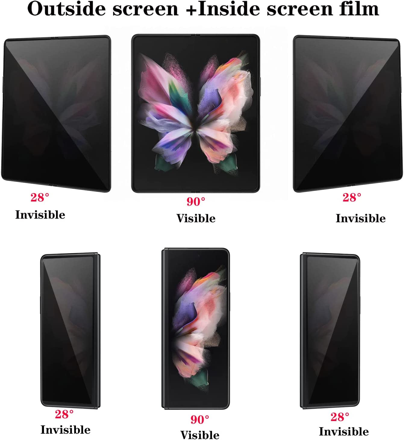 BYIUIHS 2+1 Pack Privacy Screen Protector Designed for Samsung Galaxy Z Fold 4, Anti-Peep 1PCS outside +1PCS inside Soft Film+1Pcs Lens Protector (Matte)  BYIUIHS   