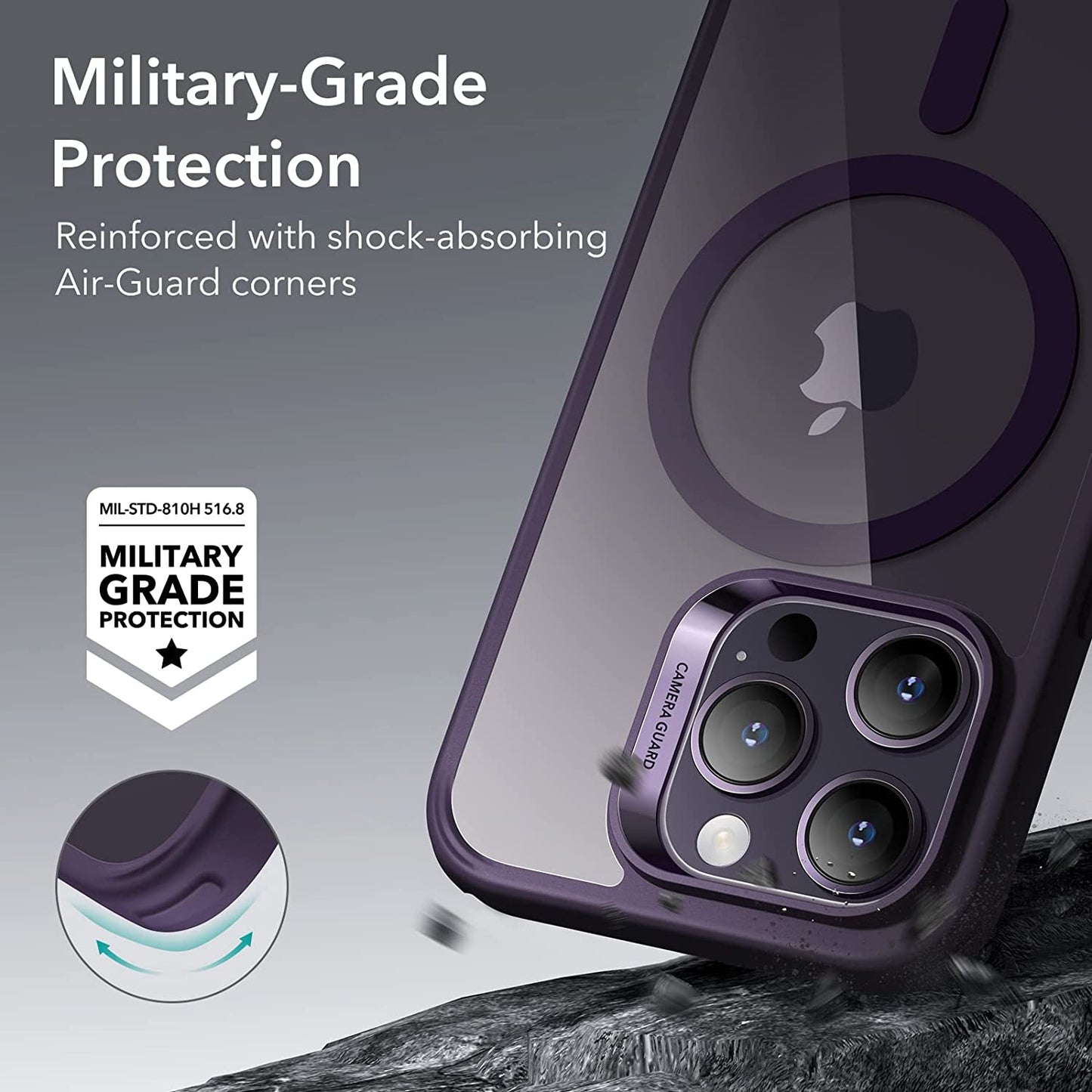 ESR for Iphone 14 Pro Max Case, Compatible with Magsafe, Shockproof Military-Grade Protection, Yellowing Resistant, Magnetic Case for Iphone 14 Pro Max, Classic Hybrid Case (Halolock), Clear Purple  Electronic Silk Road Corp   