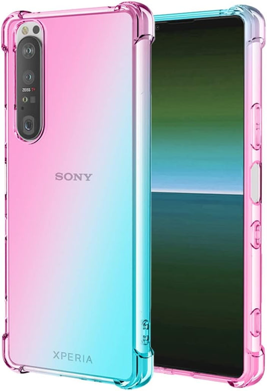 Ueokeird for Xperia 1 IV 5G Case, XQ-CT72 Case, Clear Cute Gradient Phone Case Slim anti Scratch Flexible TPU Cover Shockproof Protective Case for Sony Xperia 1 IV (Pink/Green)  Ueokeird   