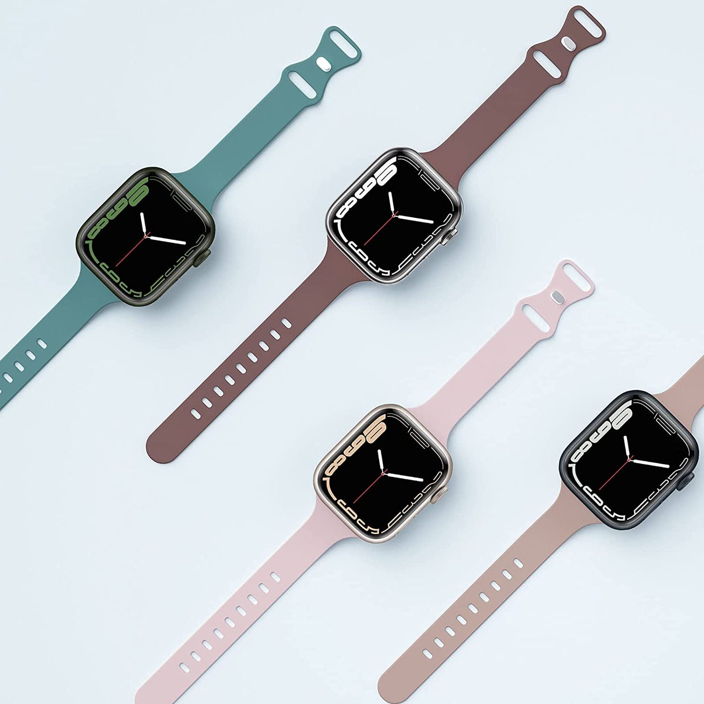 AUSOJOY Compatible with Apple Watch Slim Band, Silicone Sport Band Replacement, 38Mm 40Mm 41Mm 42Mm 44Mm 45Mm, Compatible with Apple Watch Series 7/6/5/4/3/2/1/SE for Women/Men  AUSOJOY   