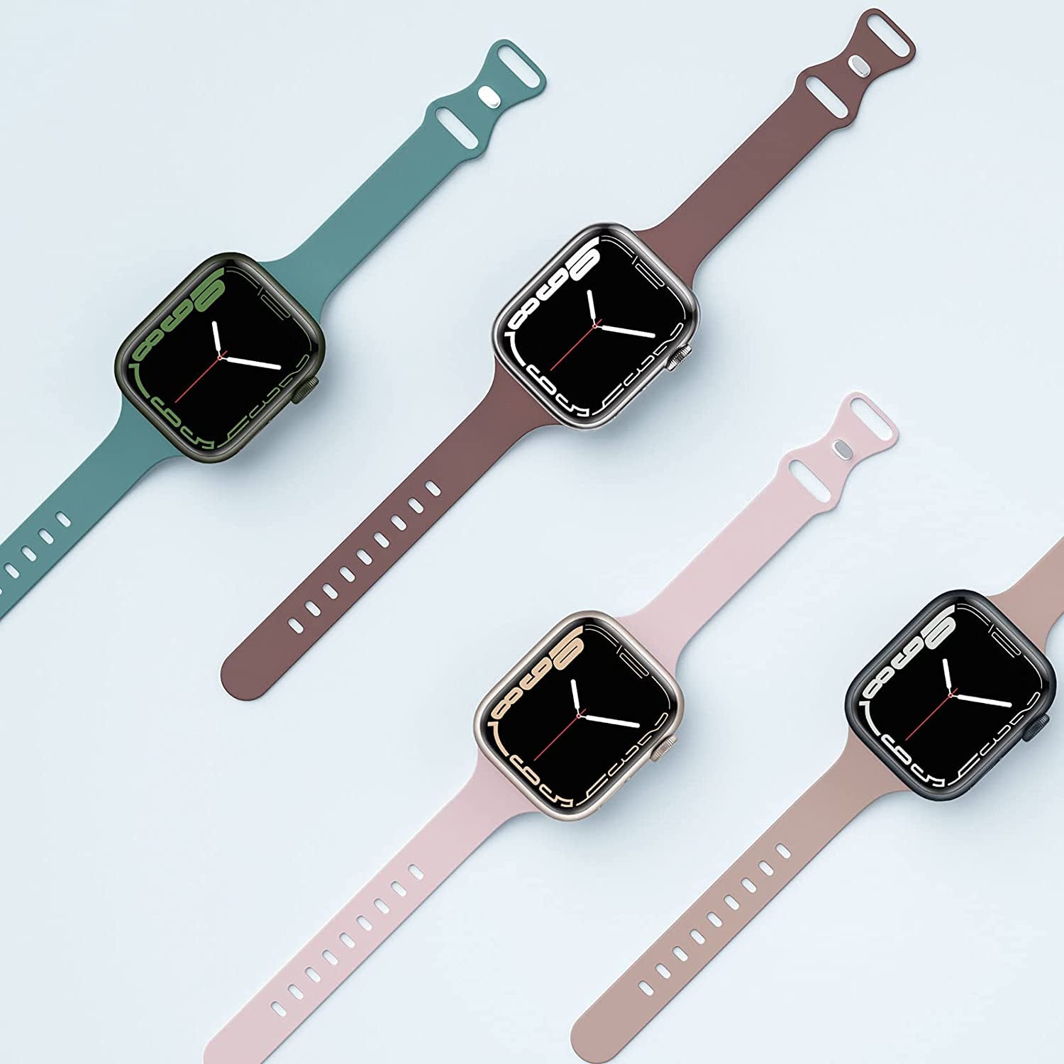 AUSOJOY Compatible with Apple Watch Slim Band, Silicone Sport Band Replacement, 38Mm 40Mm 41Mm 42Mm 44Mm 45Mm, Compatible with Apple Watch Series 7/6/5/4/3/2/1/SE for Women/Men  AUSOJOY   