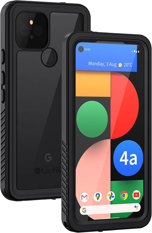 Lanhiem Pixel 4A 5G Case, IP68 Waterproof Dustproof Case [NOT Fit 4G Version] with Built-In Screen Protector, Full Body Protective Cover for Google Pixel 4A 5G Only, Black/Clear  Lanhiem   